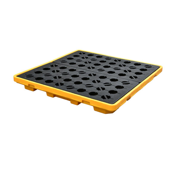 4-drum Leak-Proof Plastic Pallets for Chemical & Oil Drum Storage