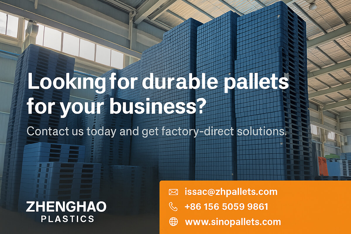 Heavy-duty double-sided plastic pallets loaded into shipping container for global export