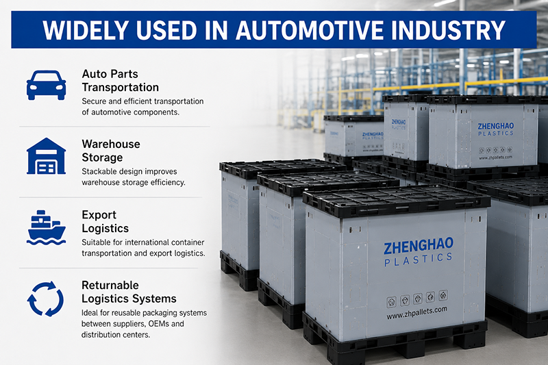 Reusable Sleeve Pack Container for Auto Parts.